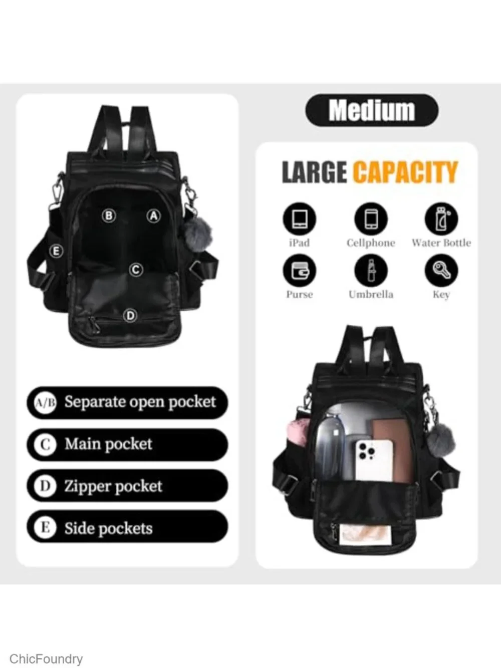 Women's Waterproof Anti-Theft Backpack Rucksack Lightweight Shoulder Bag